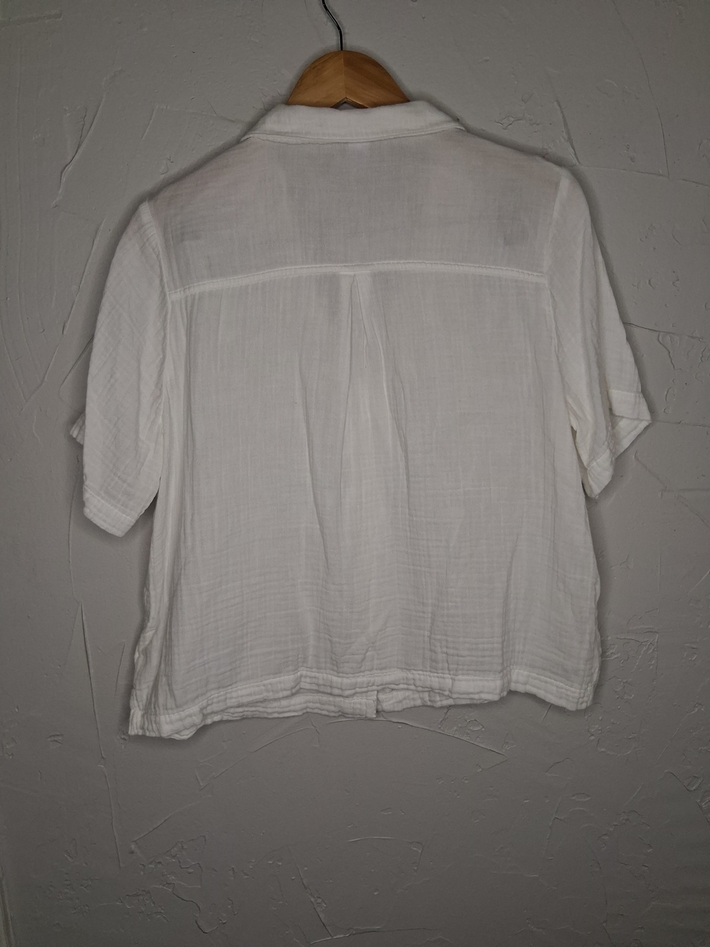 Old Navy Calla Lily White 100% Cotton Gauze Button Front Camp Shirt Women's Sz M - Picture 8 of 8